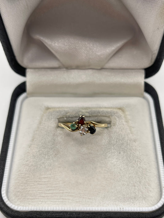 9ct gold multi gemstone ring