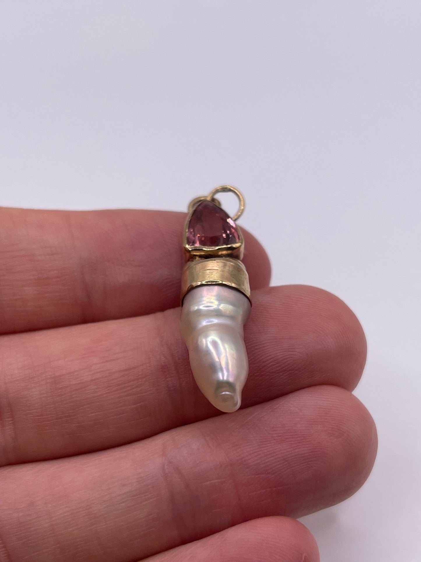 9ct gold tourmaline and pearl pendant