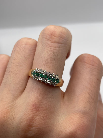 9ct gold emerald and diamond ring