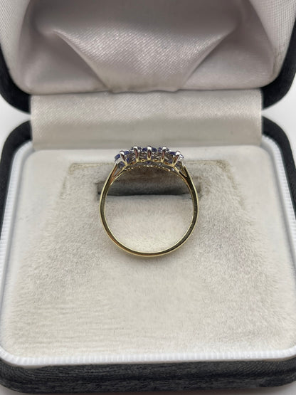 9ct gold tanzanite cluster ring