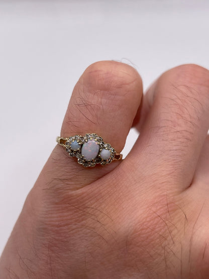 9ct gold opal and diamond ring