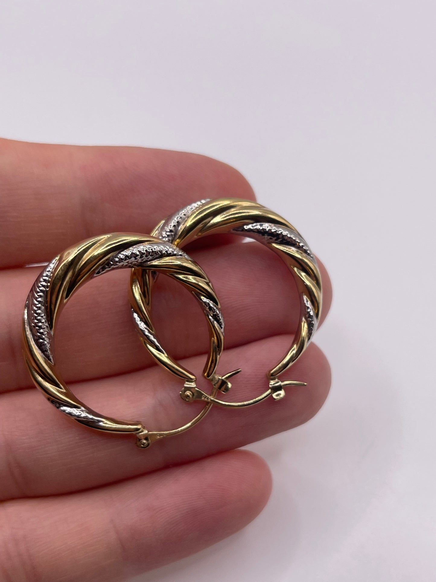 9ct gold two-tone creole earrings