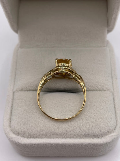 9ct gold citrine and diamond ring