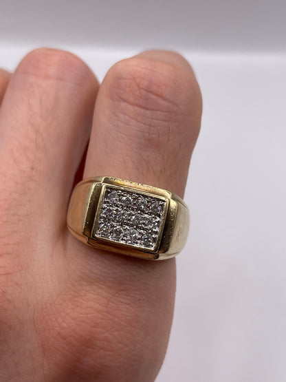 9ct gold diamond signet ring