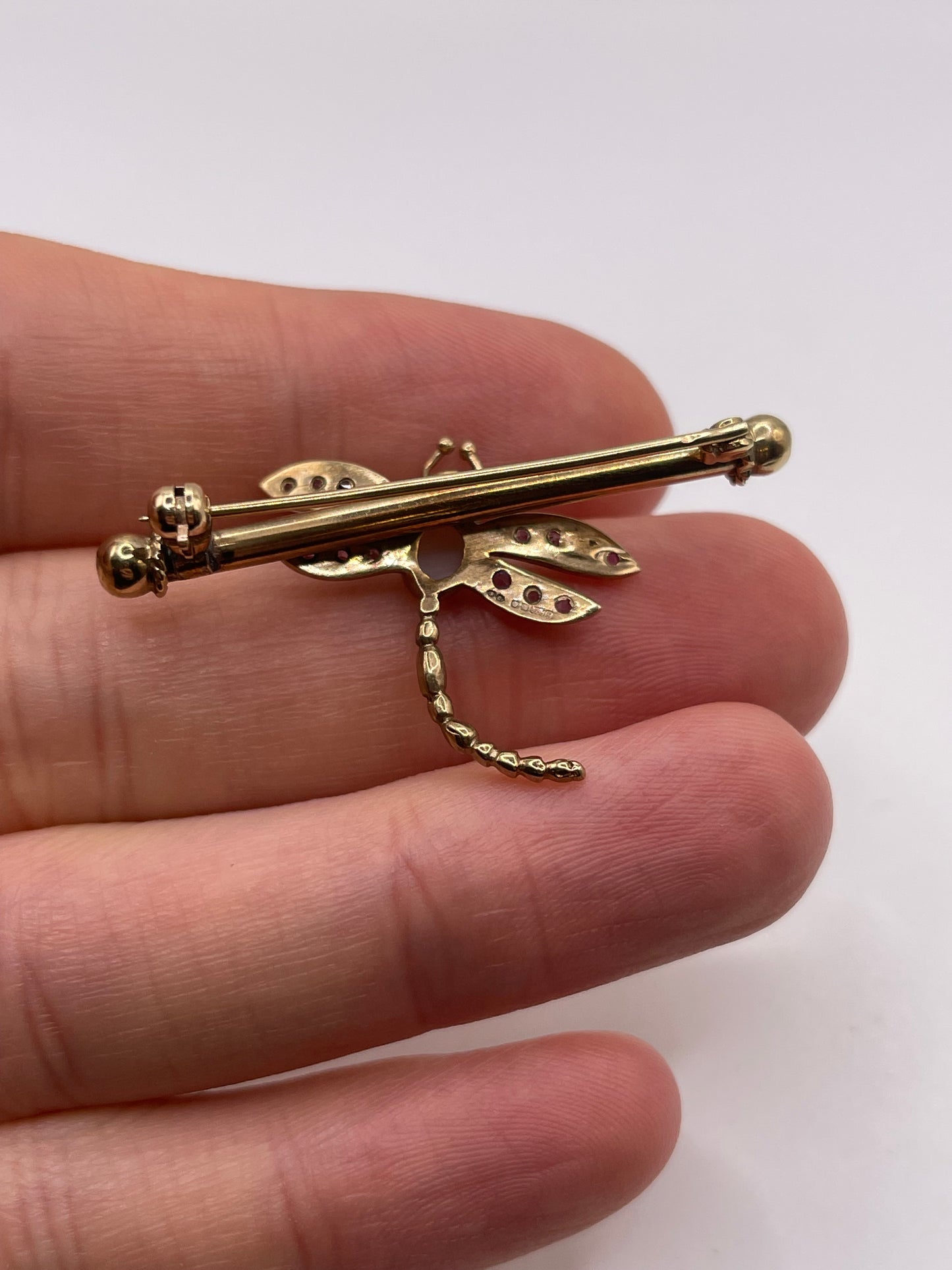 9ct gold opal and amethyst dragonfly brooch