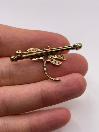 9ct gold opal and amethyst dragonfly brooch