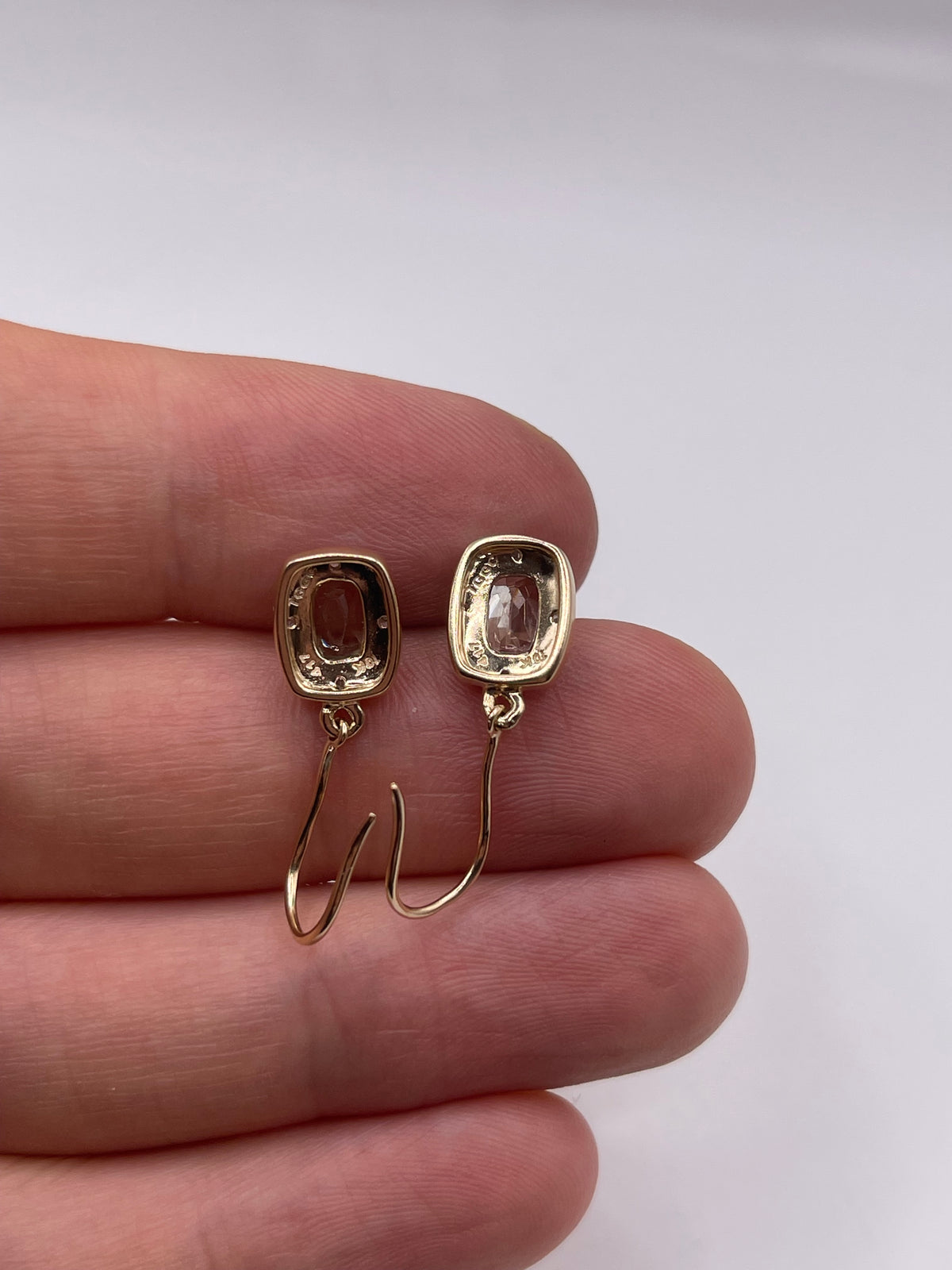 9ct gold quartz and diamond earrings