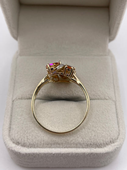 9ct gold topaz and diamond ring