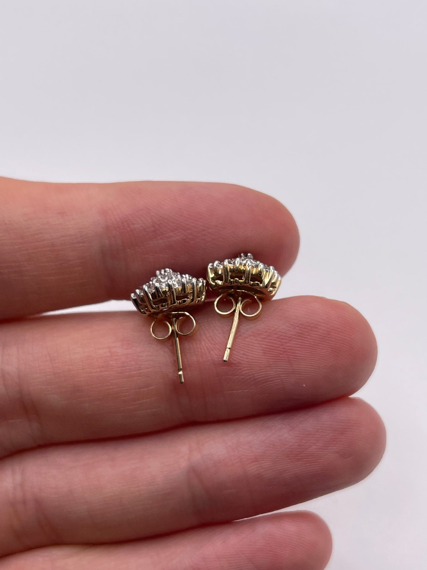 9ct gold diamond cluster earrings