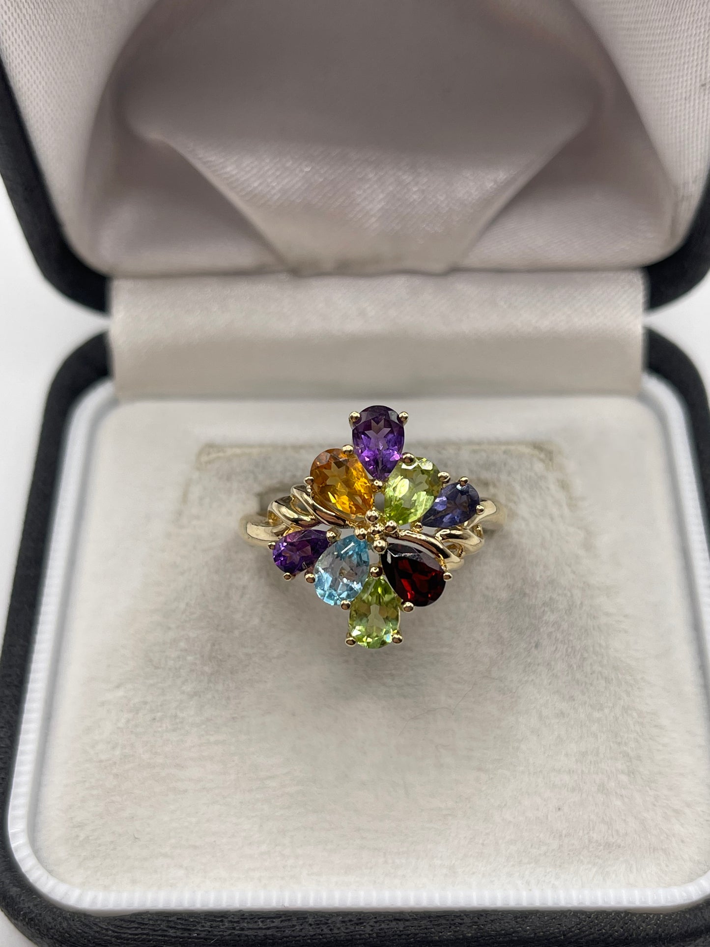 9ct gold multi gemstone ring