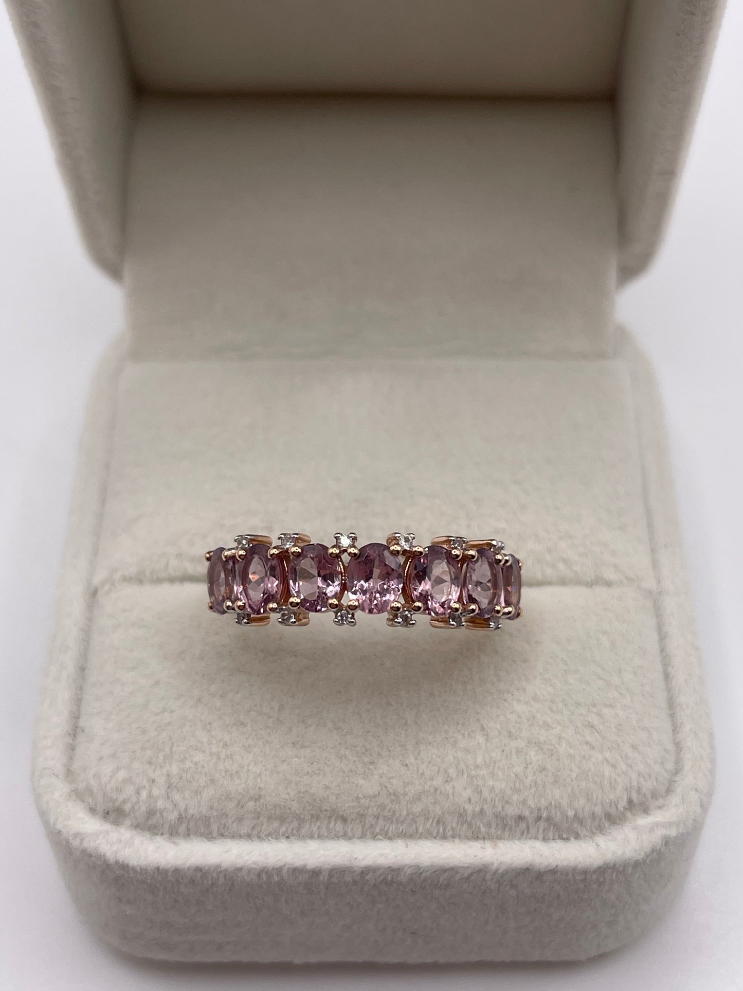 9ct rose gold quartz and zircon ring