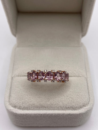 9ct rose gold quartz and zircon ring