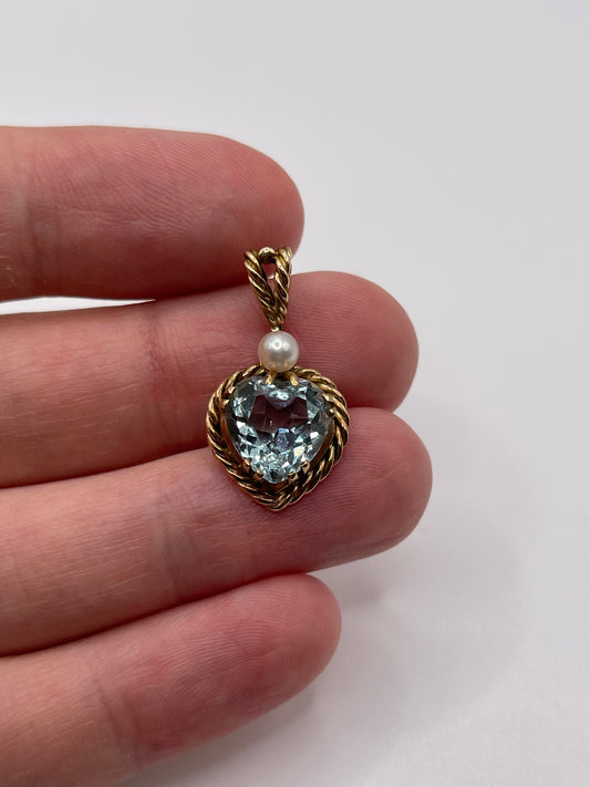 9ct gold topaz and pearl pendant