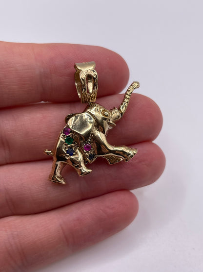 9ct gold gemstone elephant pendant