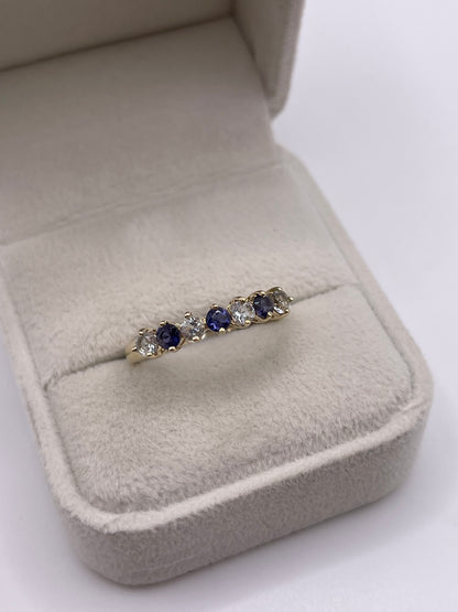 9ct gold iolite and aquamarine ring