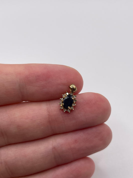 9ct gold sapphire and diamond pendant