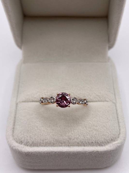 9ct rose gold tourmaline and zircon ring
