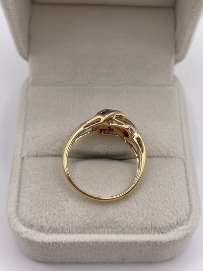 9ct gold ruby cluster ring