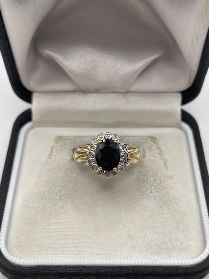 9ct gold sapphire and diamond ring