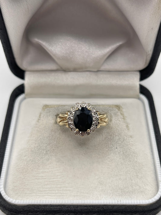 9ct gold sapphire and diamond ring