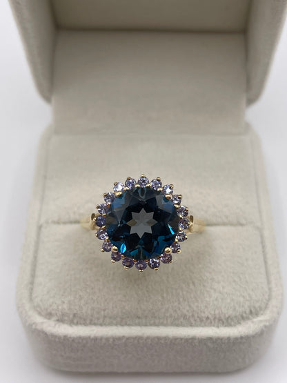 9ct gold topaz and tanzanite ring
