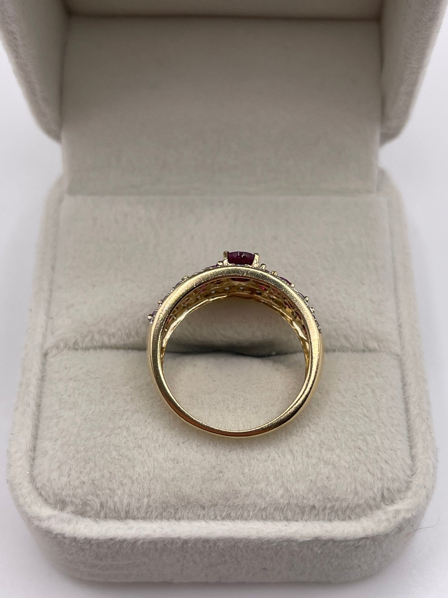9ct gold ruby and diamond ring