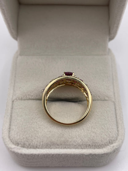 9ct gold ruby and diamond ring