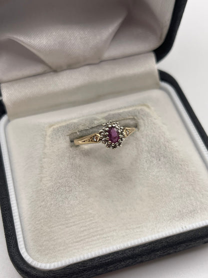 9ct gold ruby and diamond ring