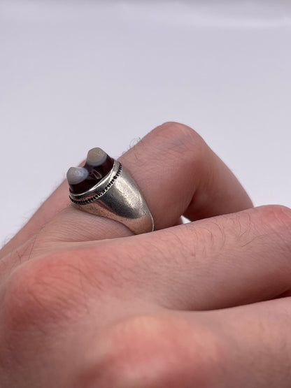Silver agate ring