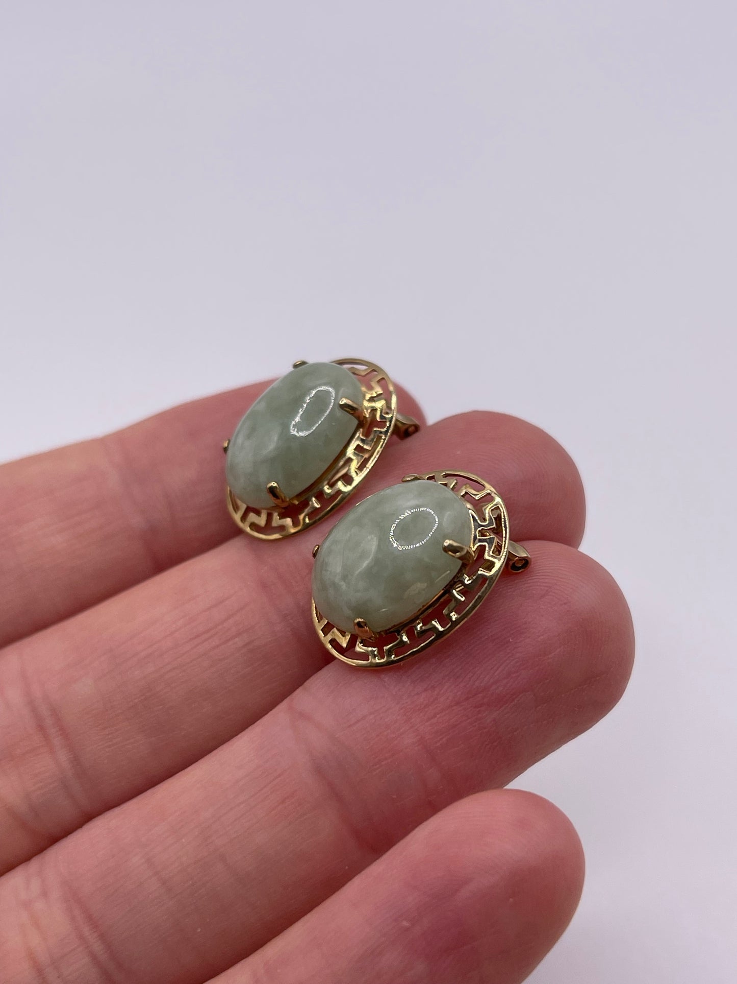 9ct gold jade earrings
