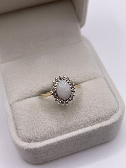 9ct gold opal and diamond ring