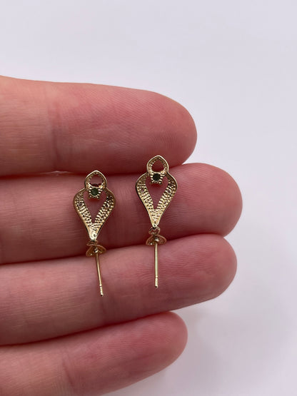 9ct gold emerald and diamond earrings