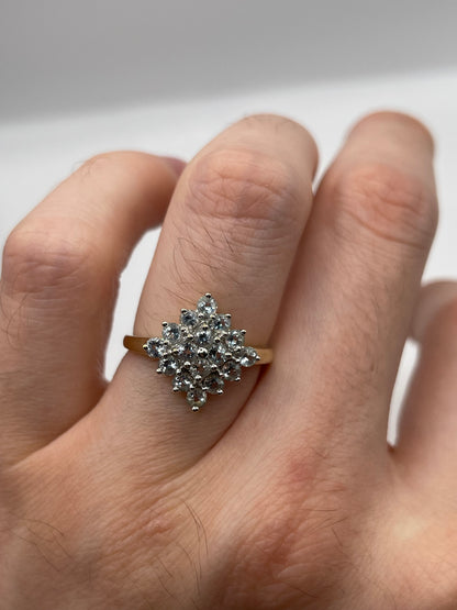 9ct gold aquamarine cluster ring