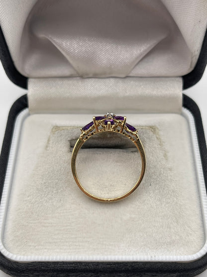 9ct gold amethyst and diamond ring