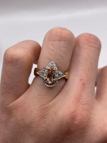 9ct gold morganite and zircon ring