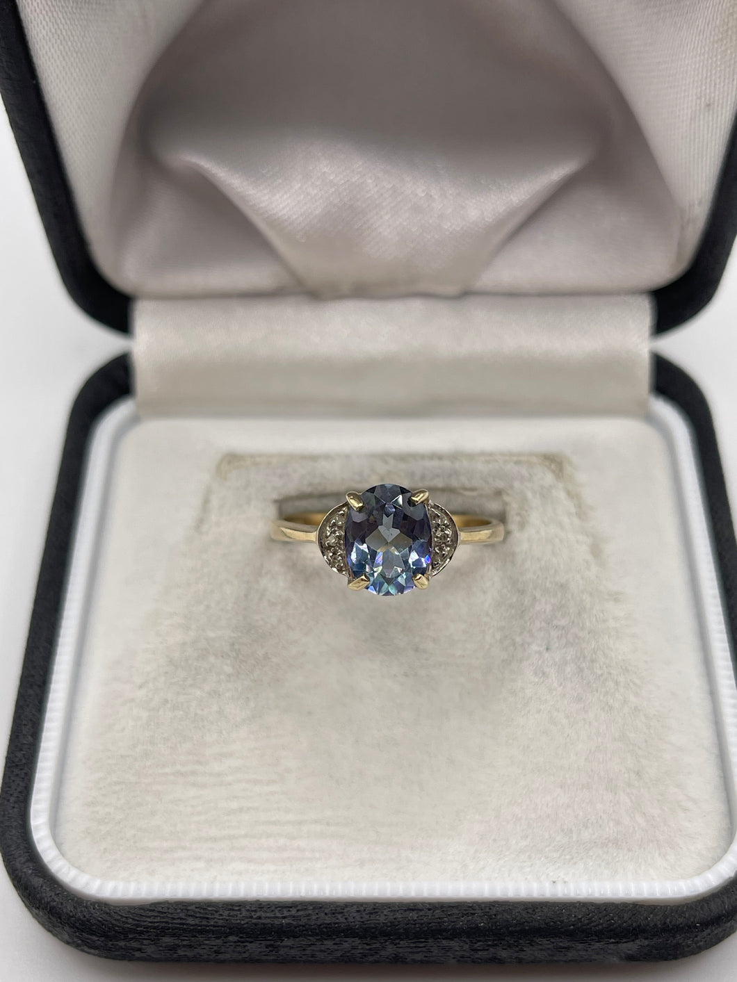 9ct gold mystic topaz and diamond ring