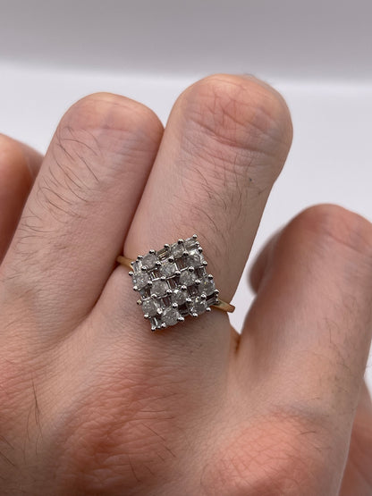 9ct gold diamond cluster ring