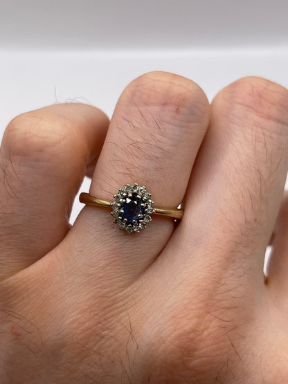 9ct gold sapphire and diamond ring