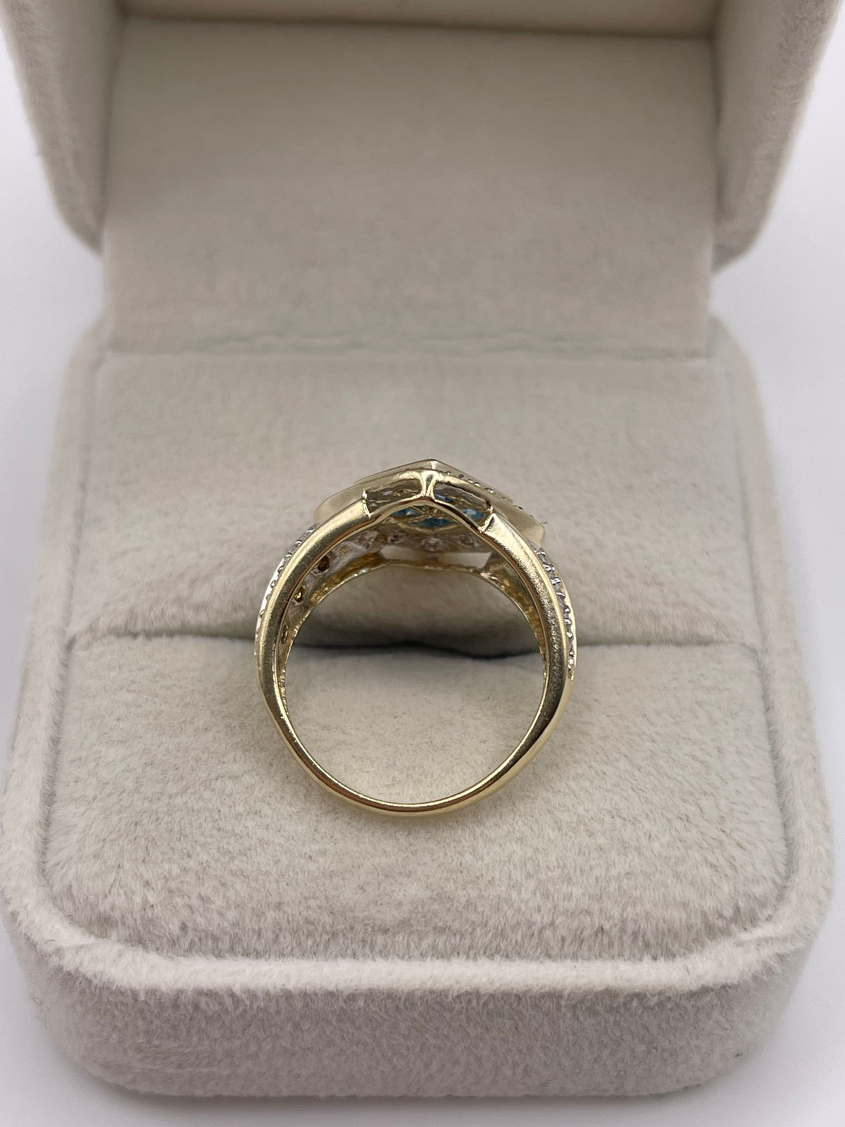 9ct gold blue topaz and diamond ring