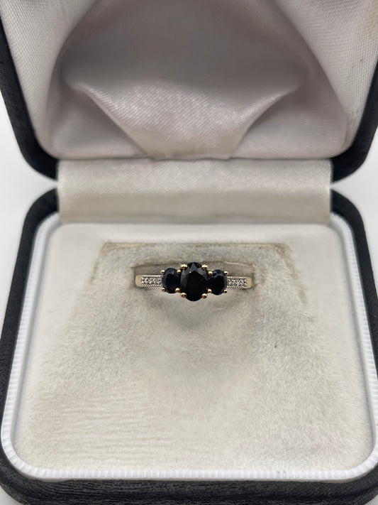 9ct gold sapphire and diamond ring
