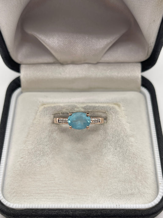 9ct rose gold apatite and zircon ring