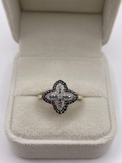 9ct gold diamond cluster ring