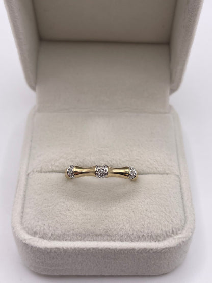 9ct gold diamond bamboo ring