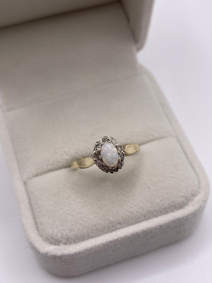 9ct gold opal and diamond ring