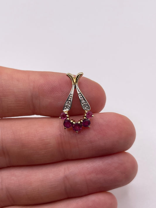 9ct gold ruby and diamond pendant
