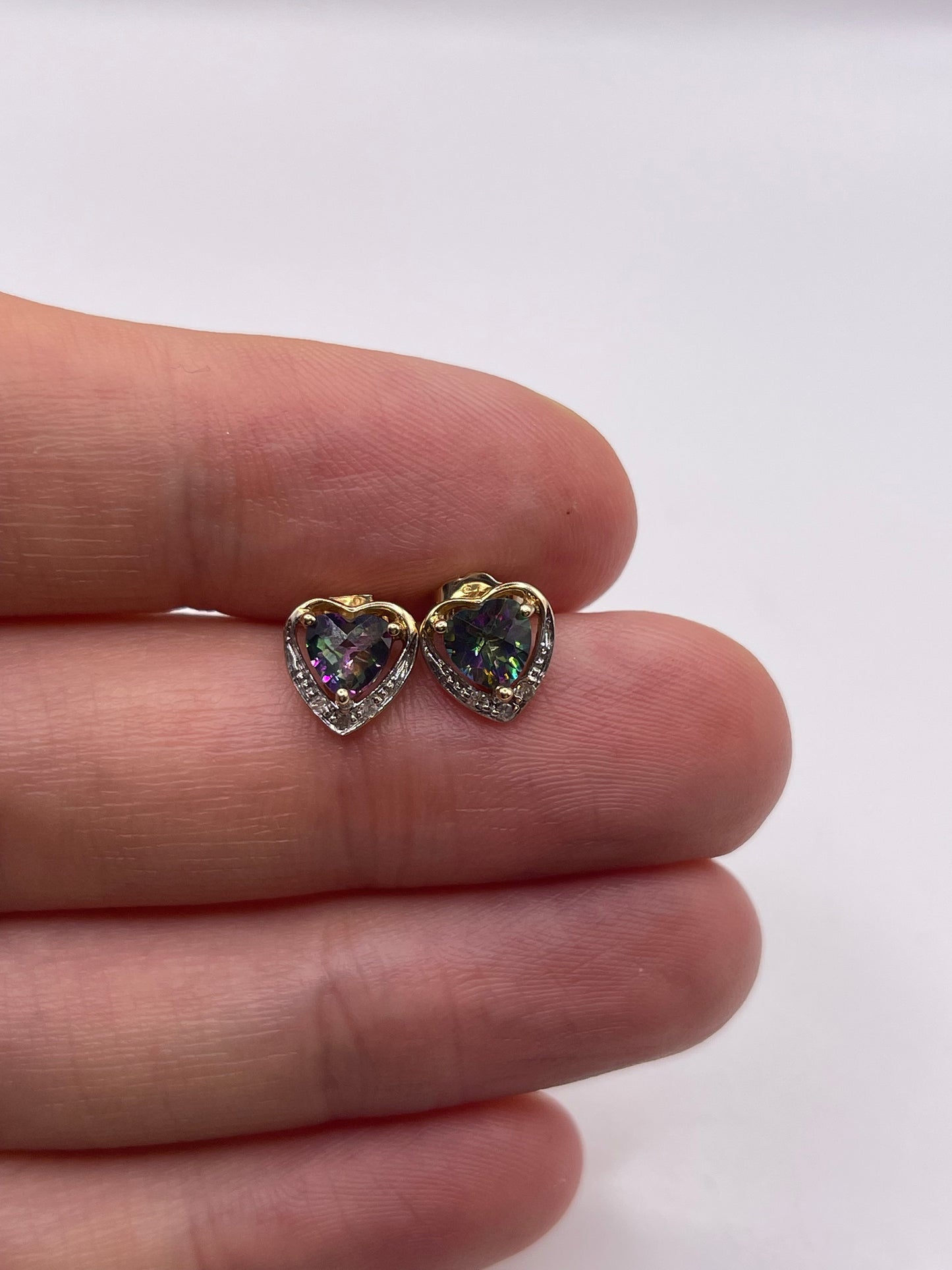 9ct gold mystic topaz and diamond earrings