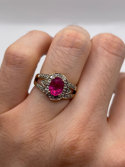 9ct gold ruby and diamond ring