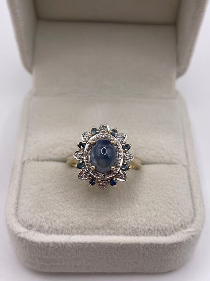 9ct gold sapphire and diamond ring