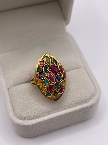 18ct gold mult gemstone cluster ring