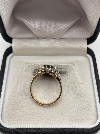 9ct gold sapphire and diamond ring